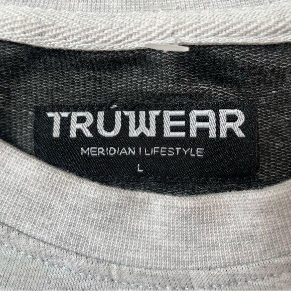 Truwear The Meridian Lifestyle Crewneck Men's Polo Shirt Long Sleeve Grey, Sz L - Picture 8 of 12